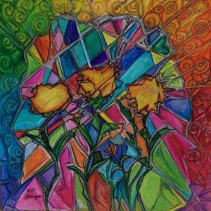 Psychedelic Stained Glass Dandelions © Rio Shayne